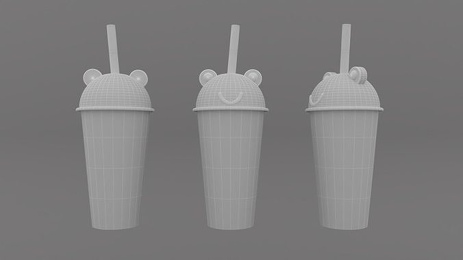 Frog Bubble Tea Cute  Low-poly 3D model 7