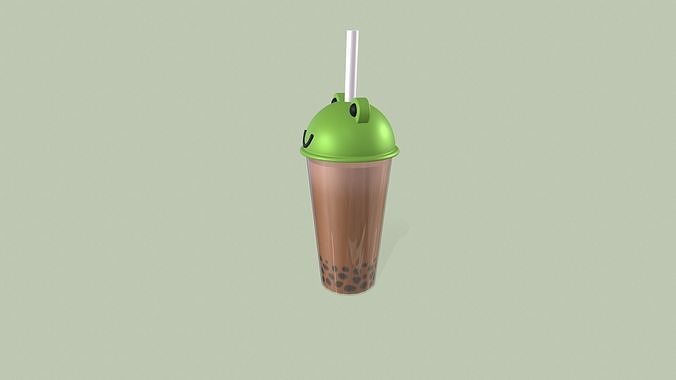Frog Bubble Tea Cute  Low-poly 3D model 2