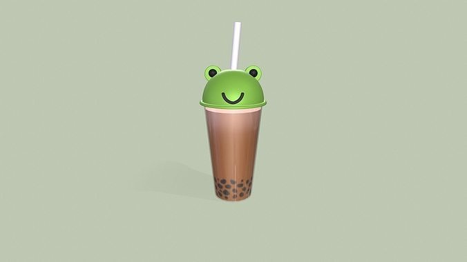Frog Bubble Tea Cute  Low-poly 3D model