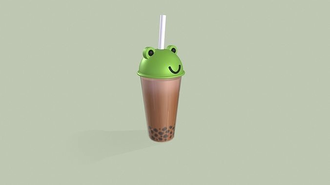 Frog Bubble Tea Cute  Low-poly 3D model 5