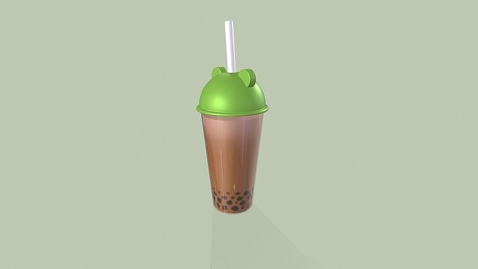 Frog Bubble Tea Cute  Low-poly 3D model 4