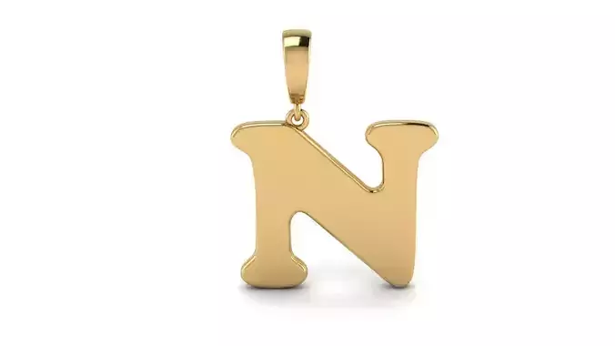 Pendant Alphabet Letter N 15 mm Cooper Black 3D print model