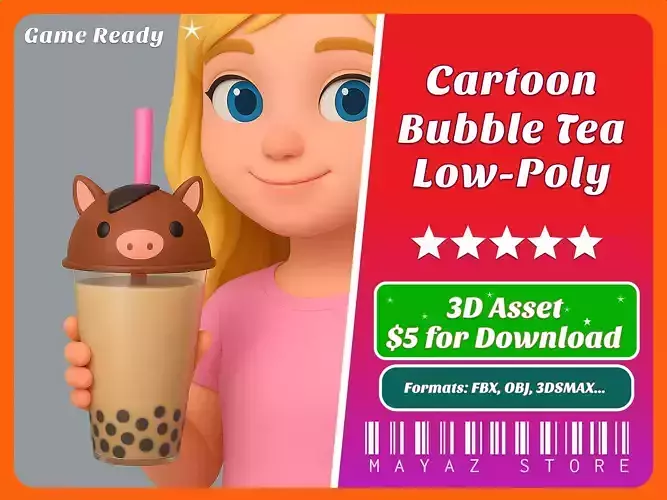 Horse Bubble Tea Cute Low-poly 3D model