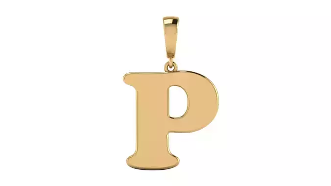 Pendant Alphabet Letter P 15 mm Cooper Black 3D print model
