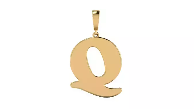 Pendant Alphabet Letter Q 15 mm Cooper Black 3D print model