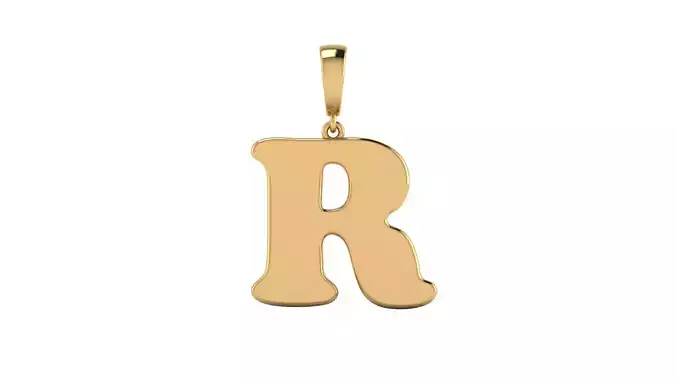 Pendant Alphabet Letter R 15 mm Cooper Black 3D print model