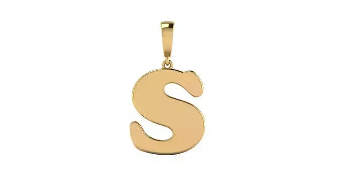 Pendant Alphabet Letter S 15 mm Cooper Black 3D print model