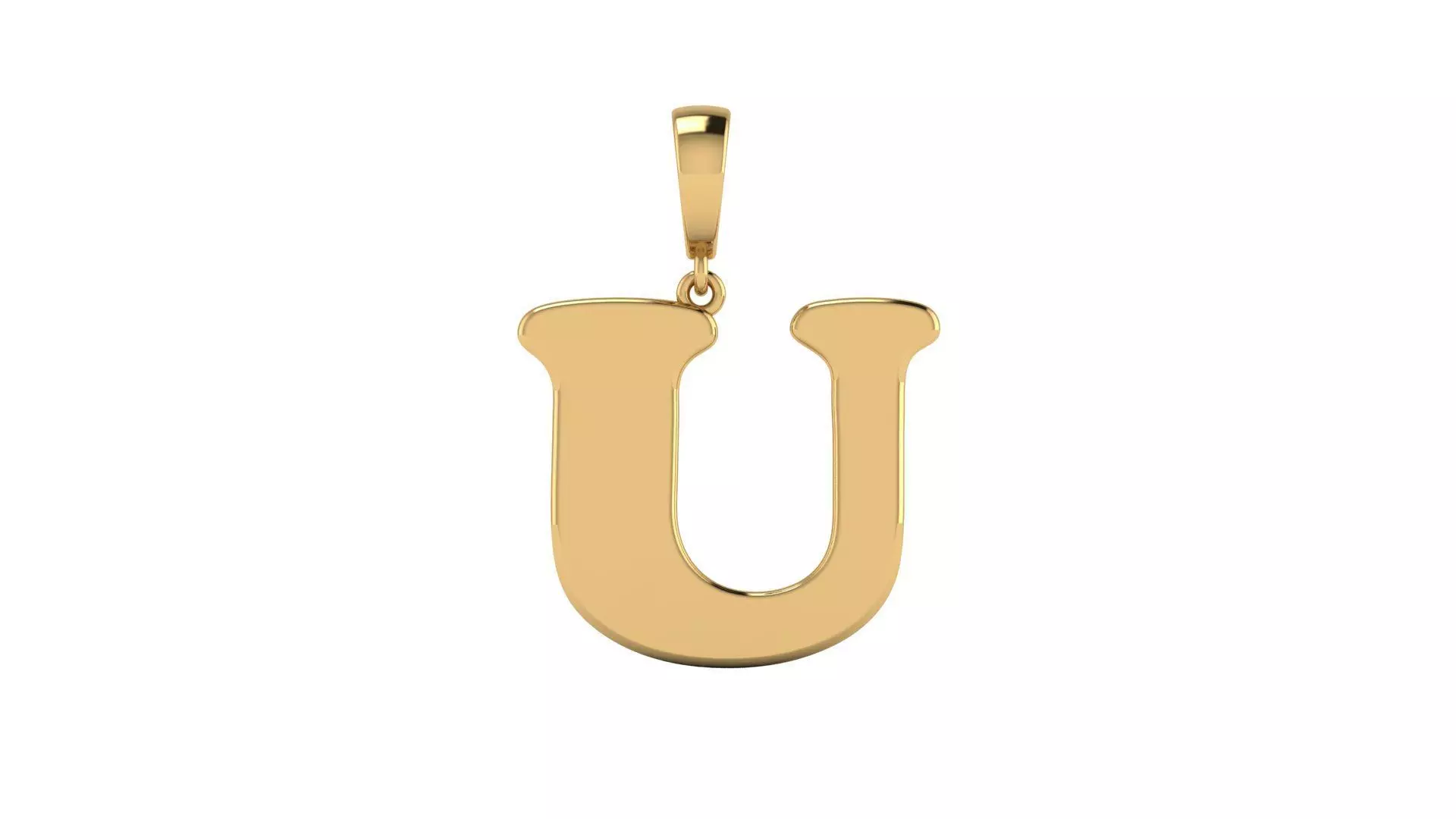 Pendant Alphabet Letter U 15 mm Cooper Black 3D print model