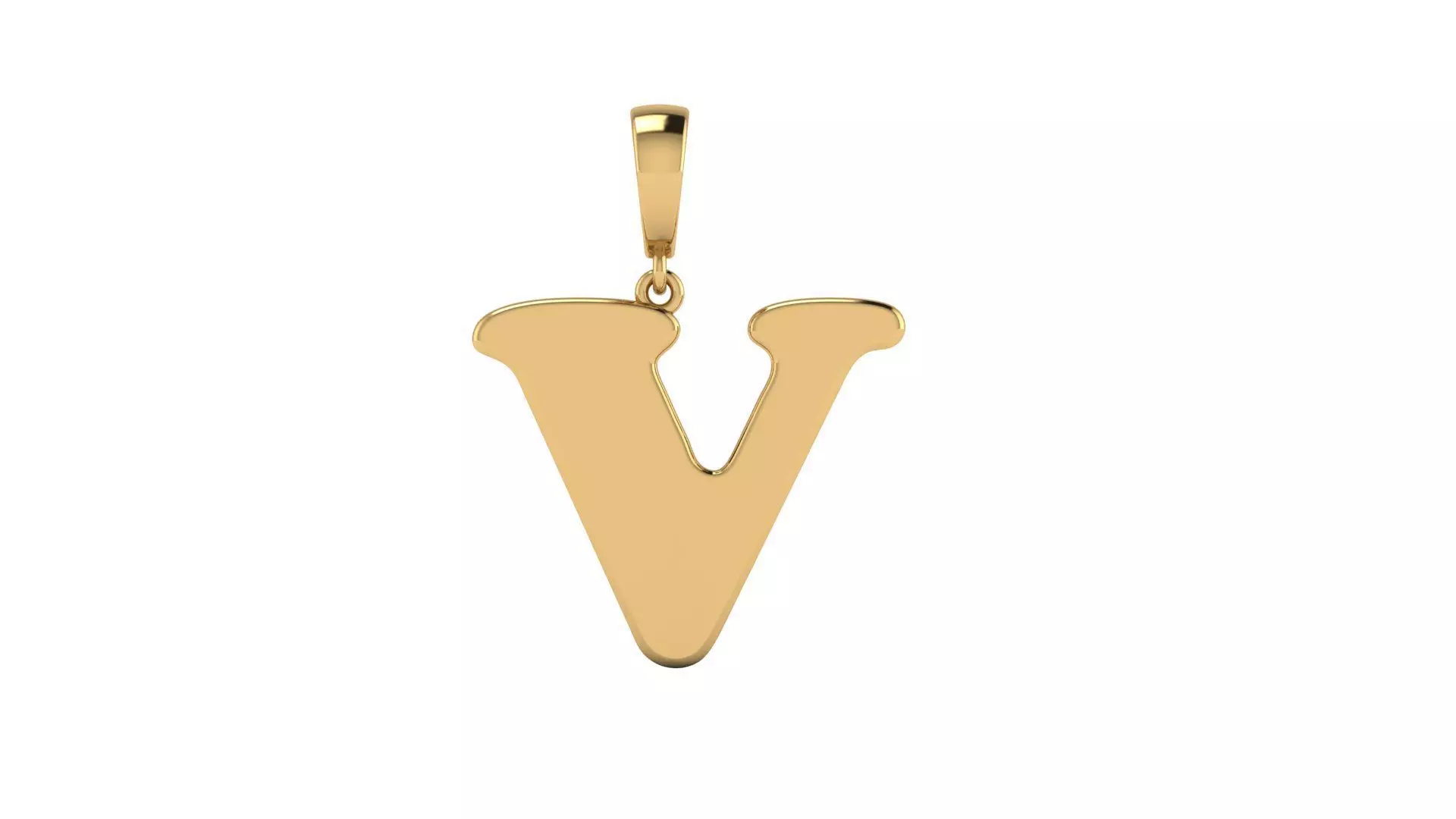 Pendant Alphabet Letter V 15 mm Cooper Black 3D print model