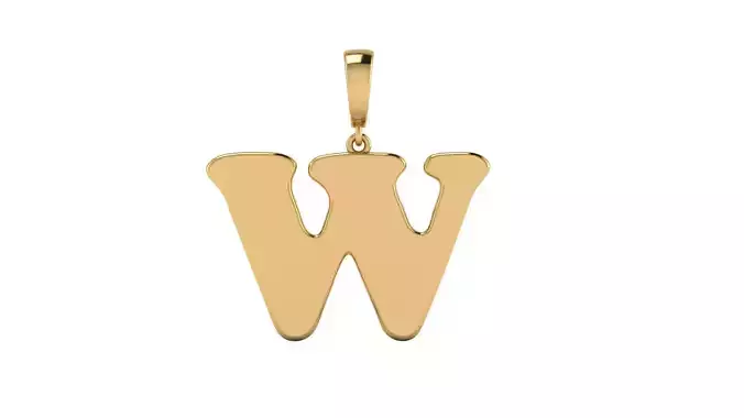 Pendant Alphabet Letter W 15 mm Cooper Black
