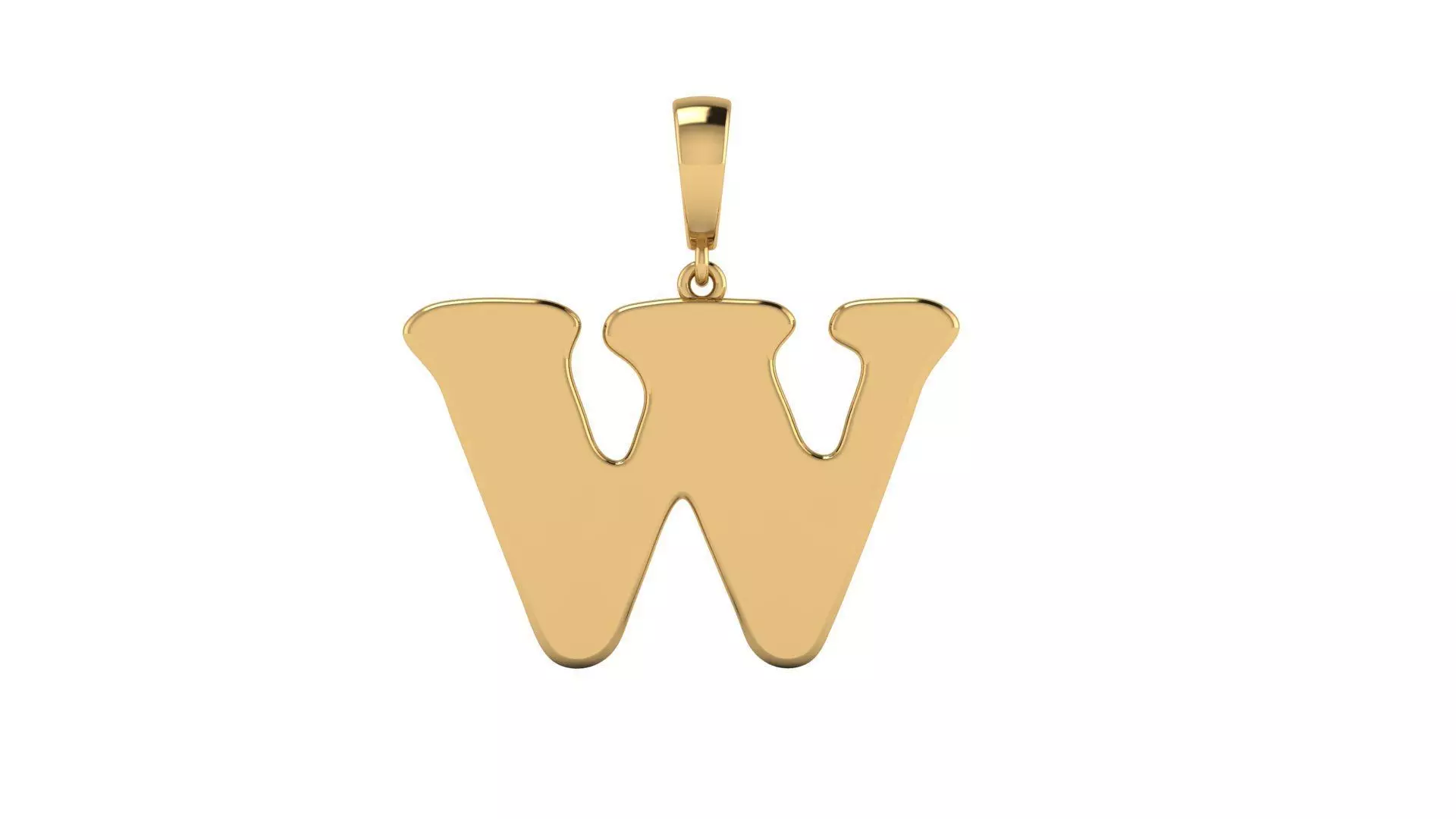 Pendant Alphabet Letter W 15 mm Cooper Black 3D print model