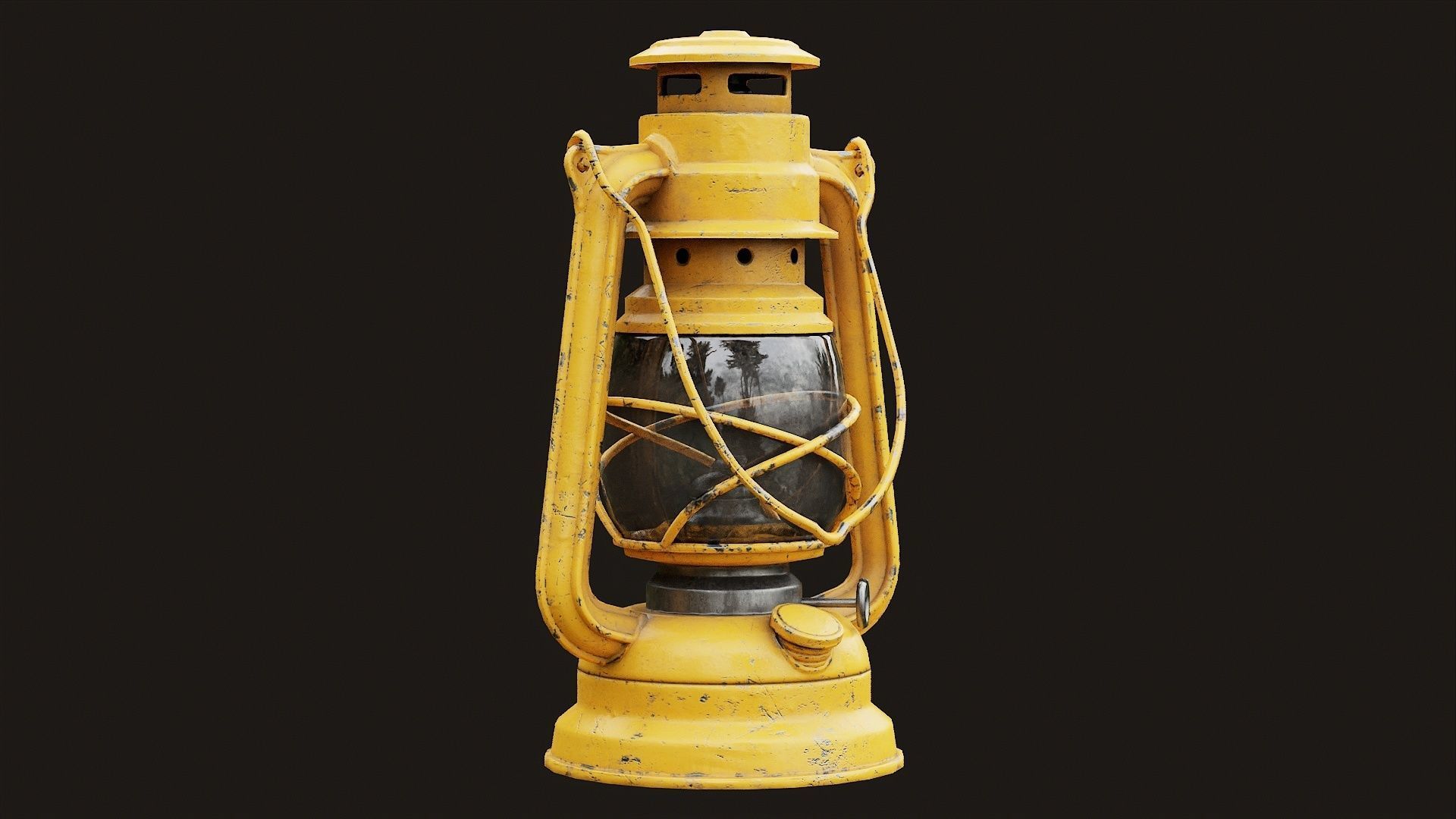Low Poly PBR Oil Lantern Low-poly 3D model_9