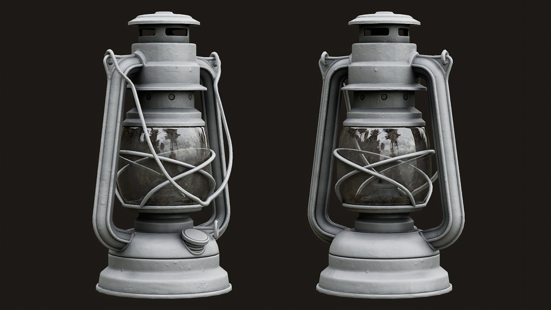 Low Poly PBR Oil Lantern Low-poly 3D model_2