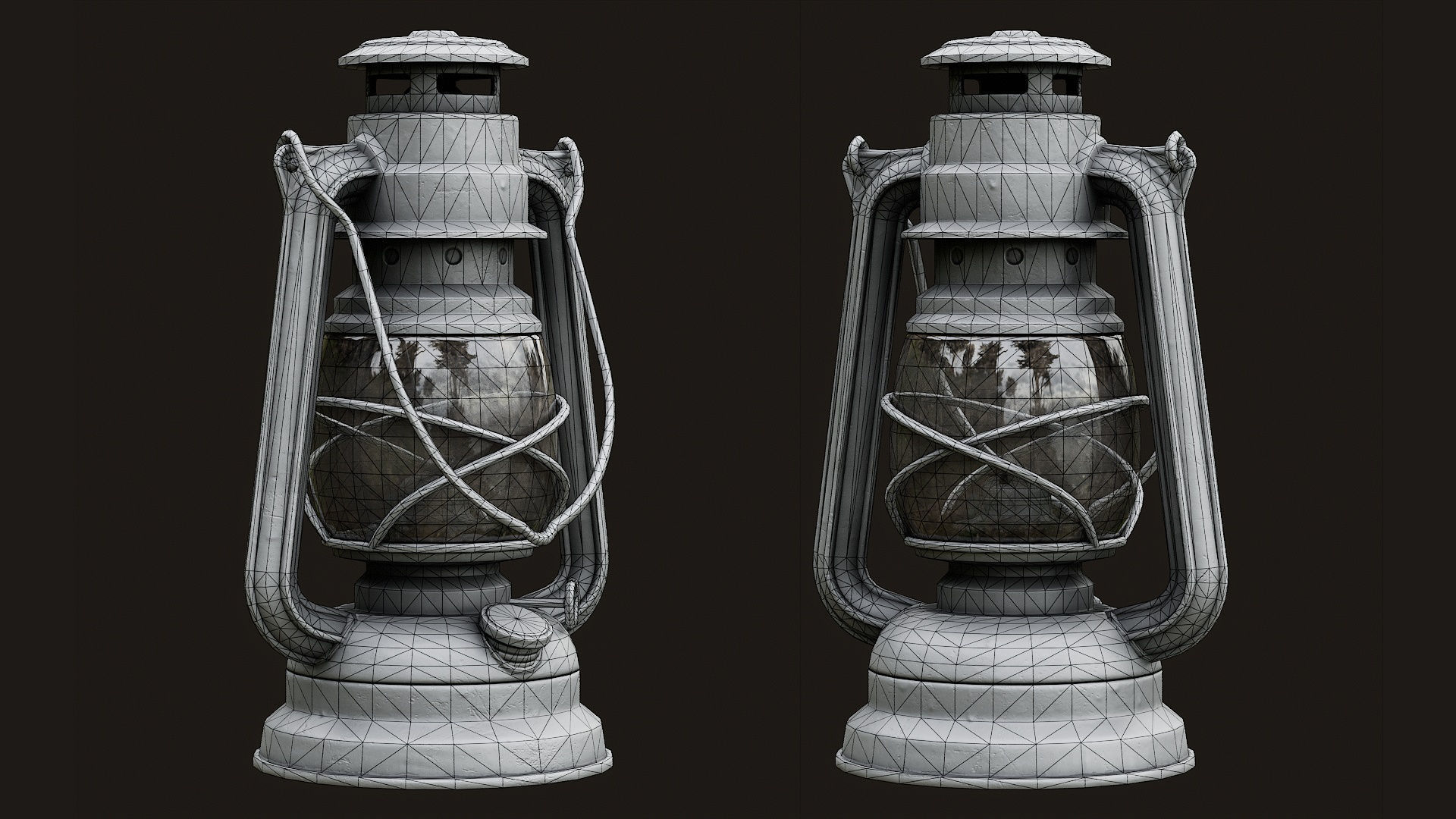 Low Poly PBR Oil Lantern Low-poly 3D model_3