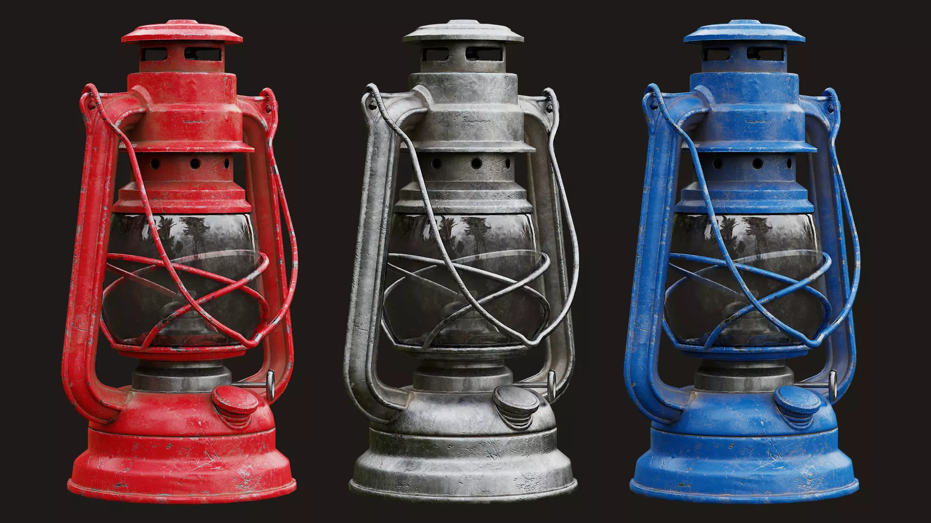 Low Poly PBR Oil Lantern Low-poly 3D model_0