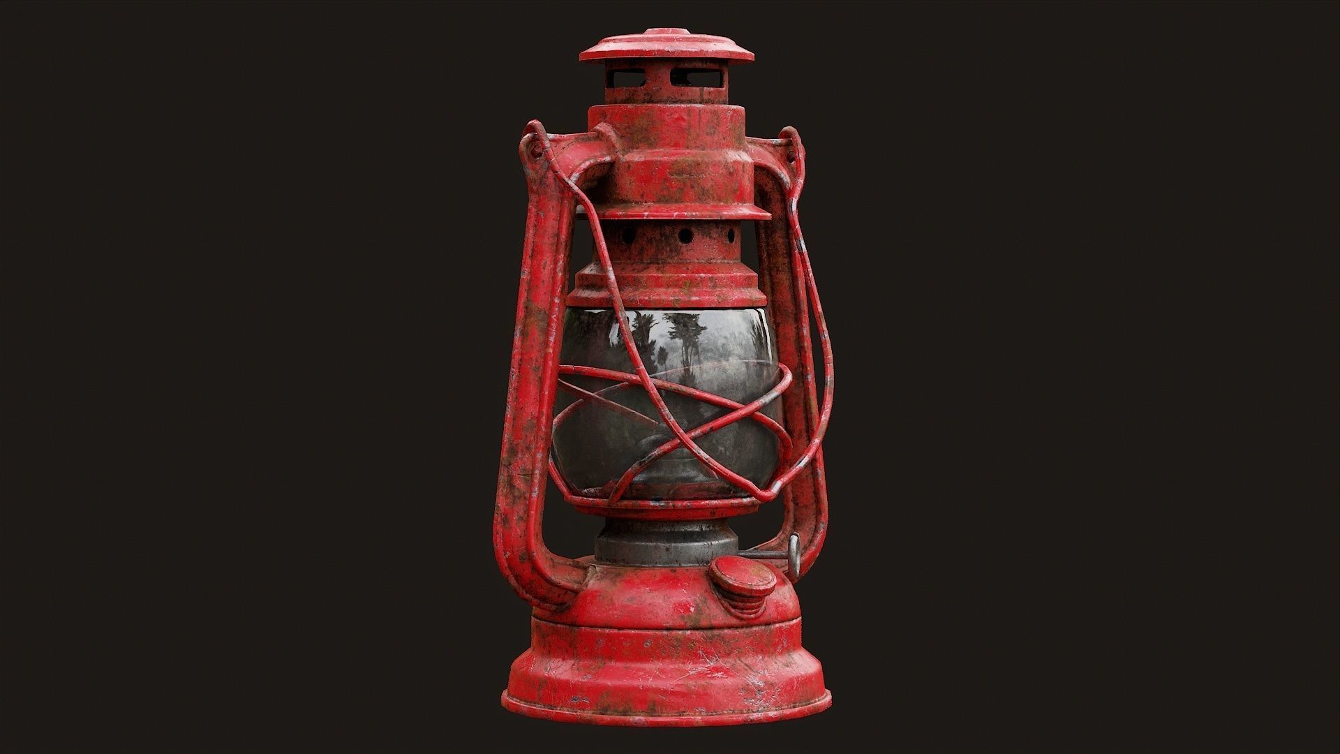 Low Poly PBR Oil Lantern Low-poly 3D model_12
