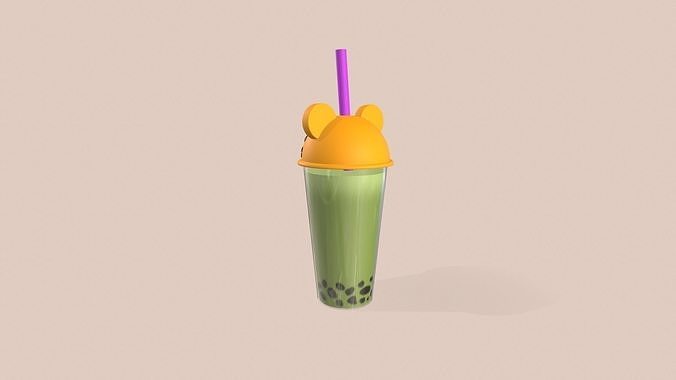 Tiger Bubble Tea Cute Low-poly 3D model 4