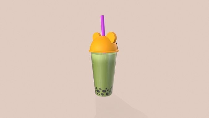 Tiger Bubble Tea Cute Low-poly 3D model 3