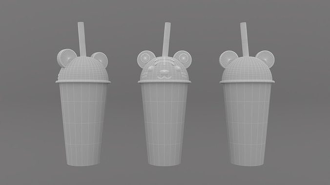Tiger Bubble Tea Cute Low-poly 3D model 6