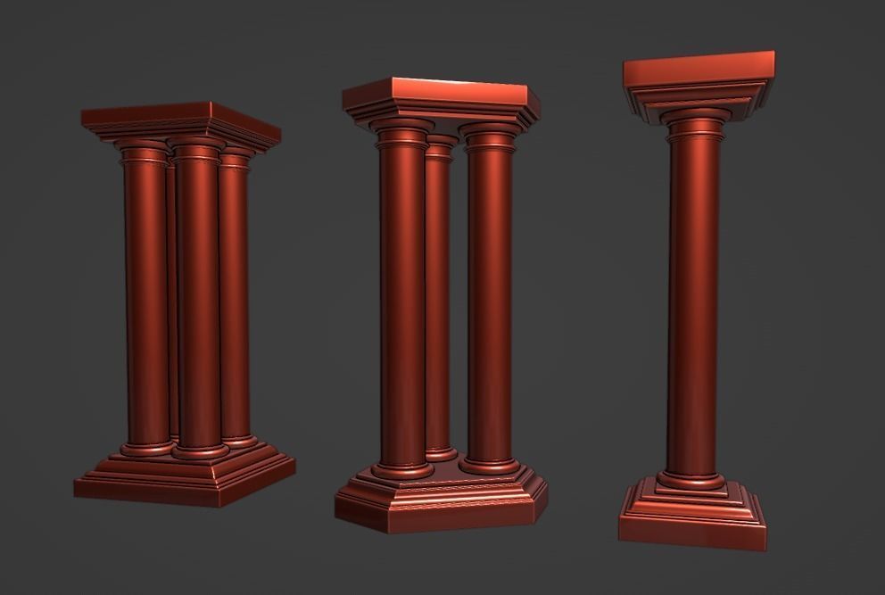 Set of 3 Colossal Columns Kit set 3D model_9