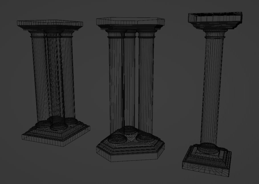 Set of 3 Colossal Columns Kit set 3D model_10