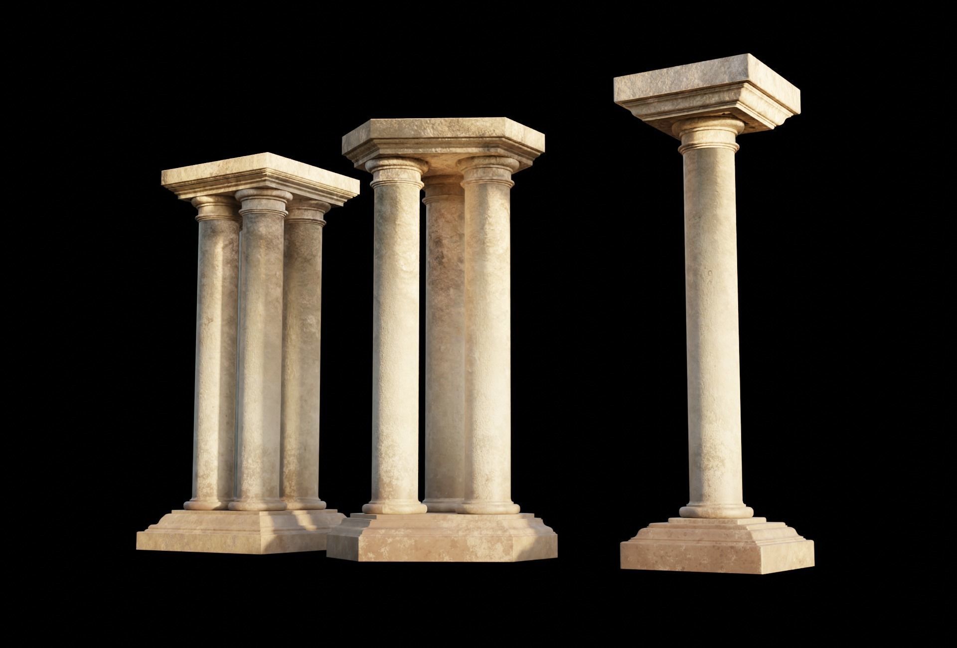 Set of 3 Colossal Columns Kit set 3D model_1