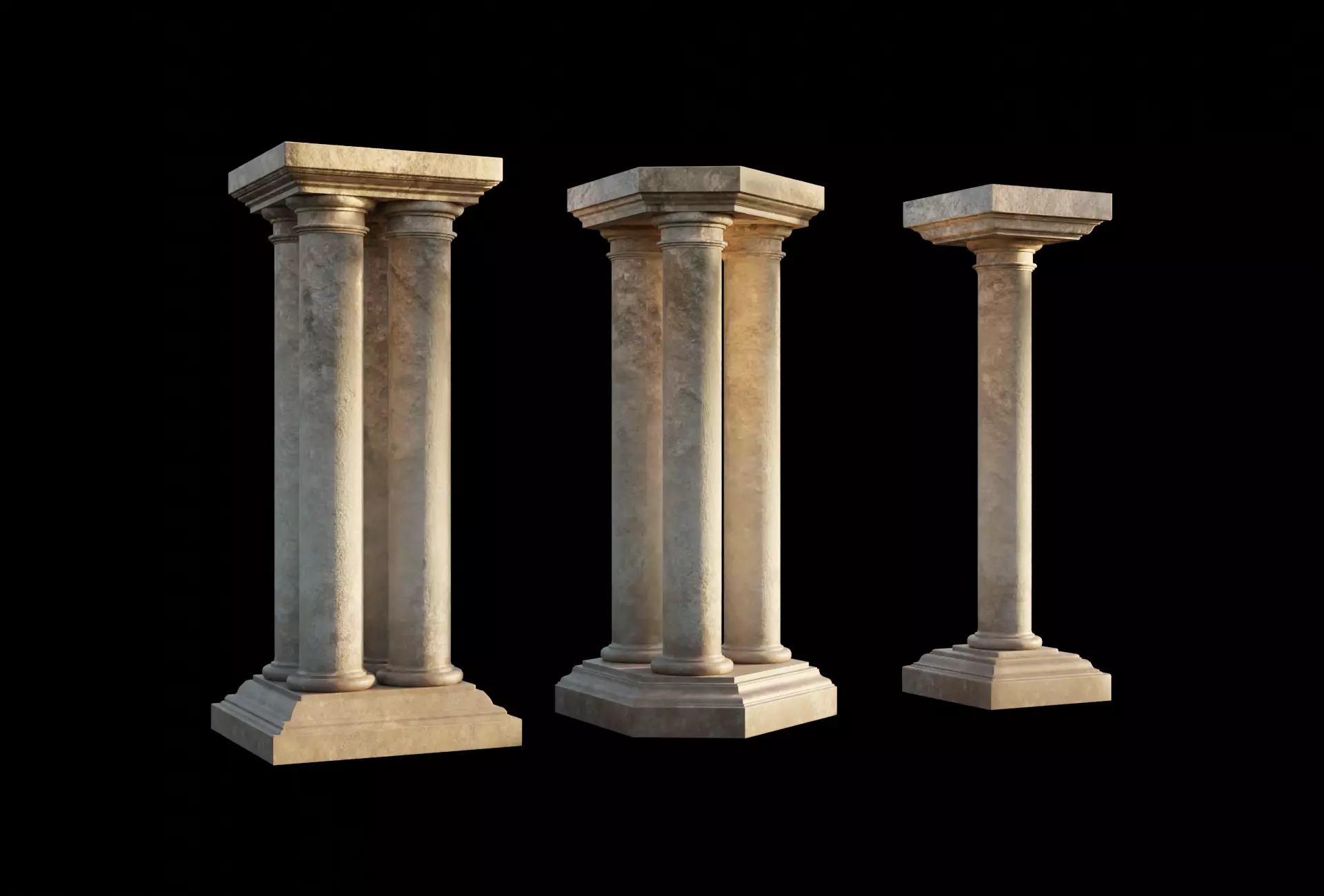 Set of 3 Colossal Columns Kit set 3D model_0