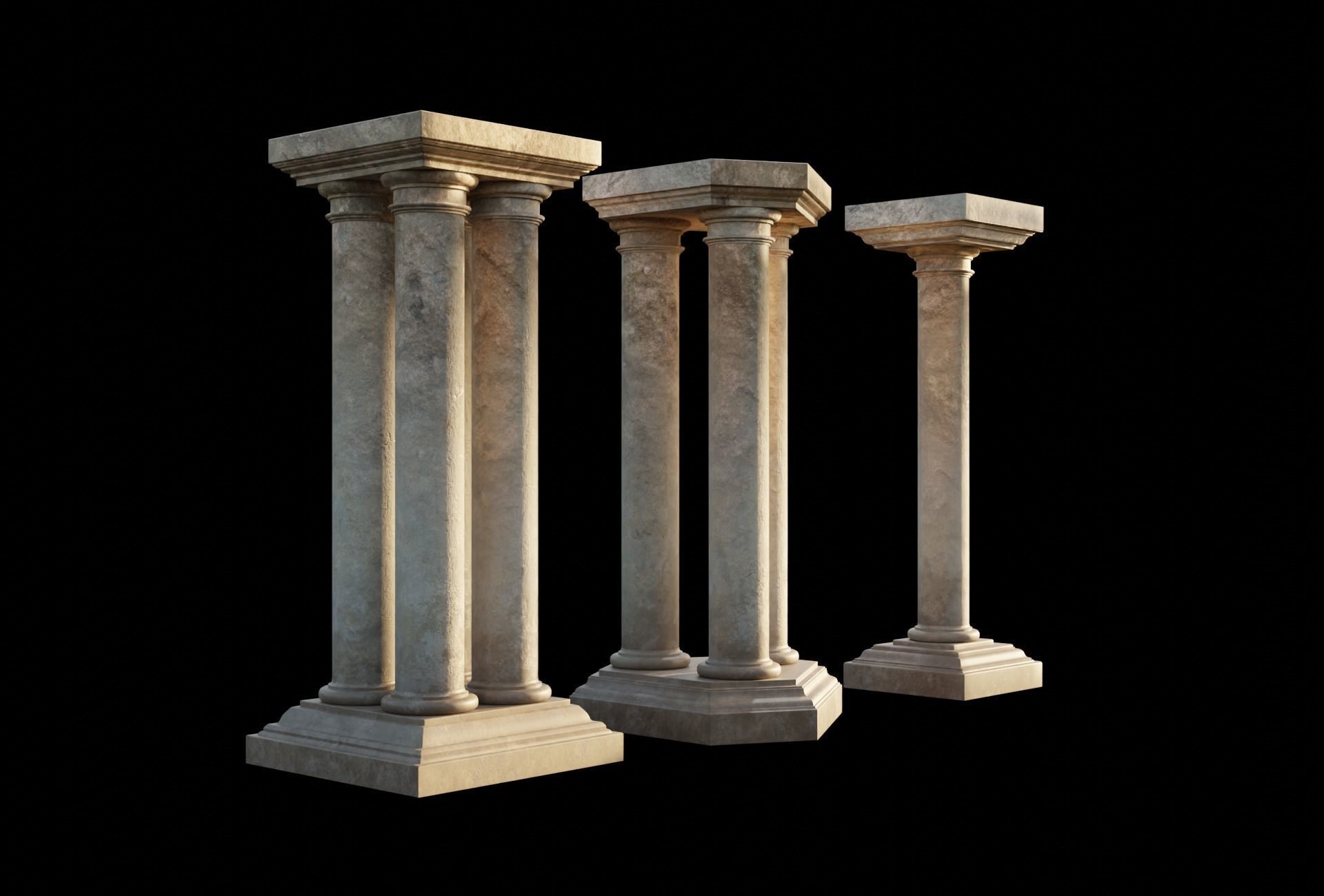 Set of 3 Colossal Columns Kit set 3D model_2