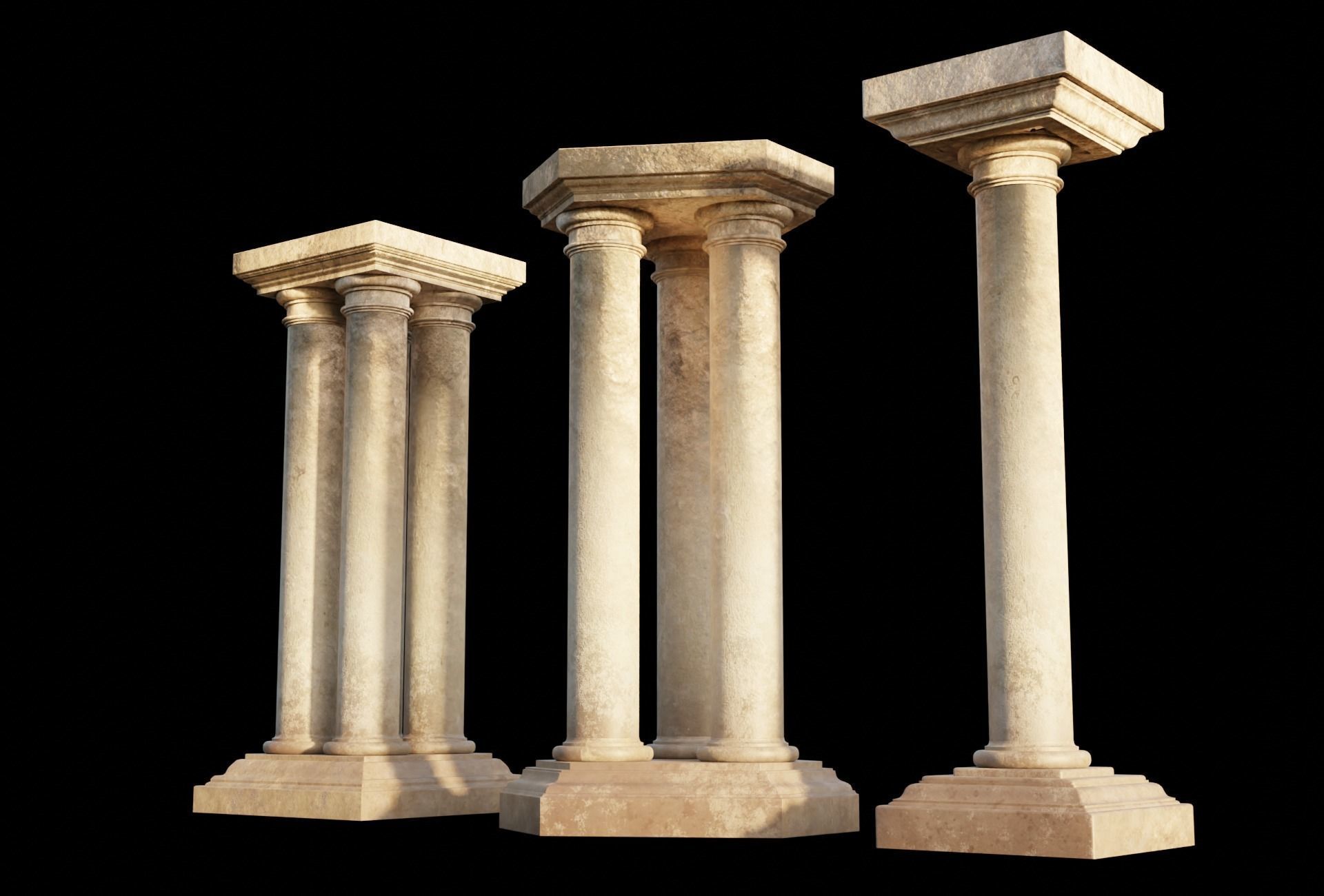 Set of 3 Colossal Columns Kit set 3D model_3