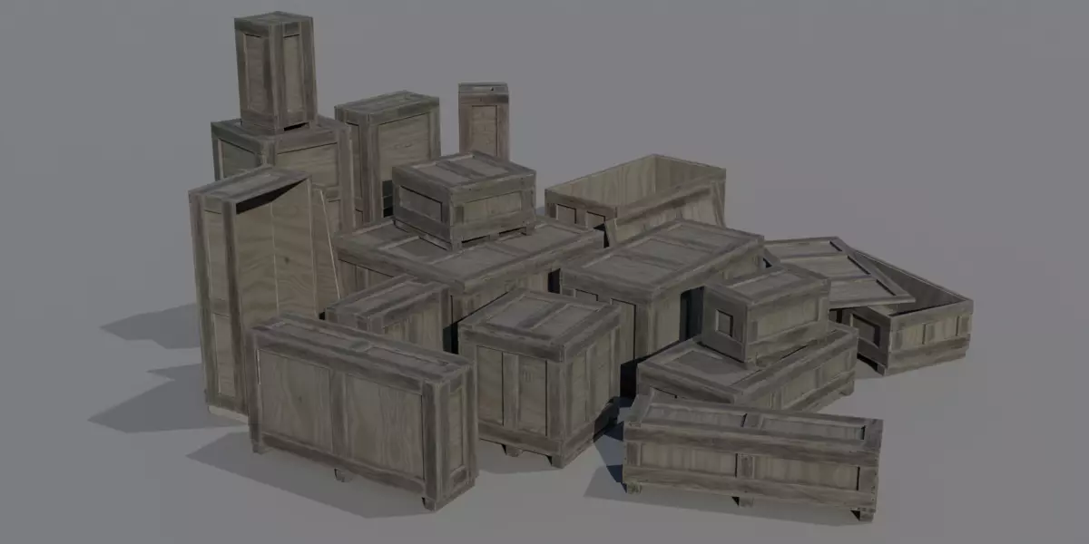 Old Cargo Crates Pack Low-poly 3D model_0