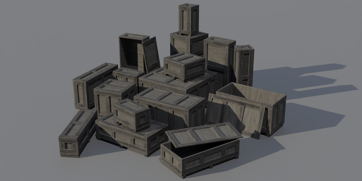 Old Cargo Crates Pack Low-poly 3D model_22