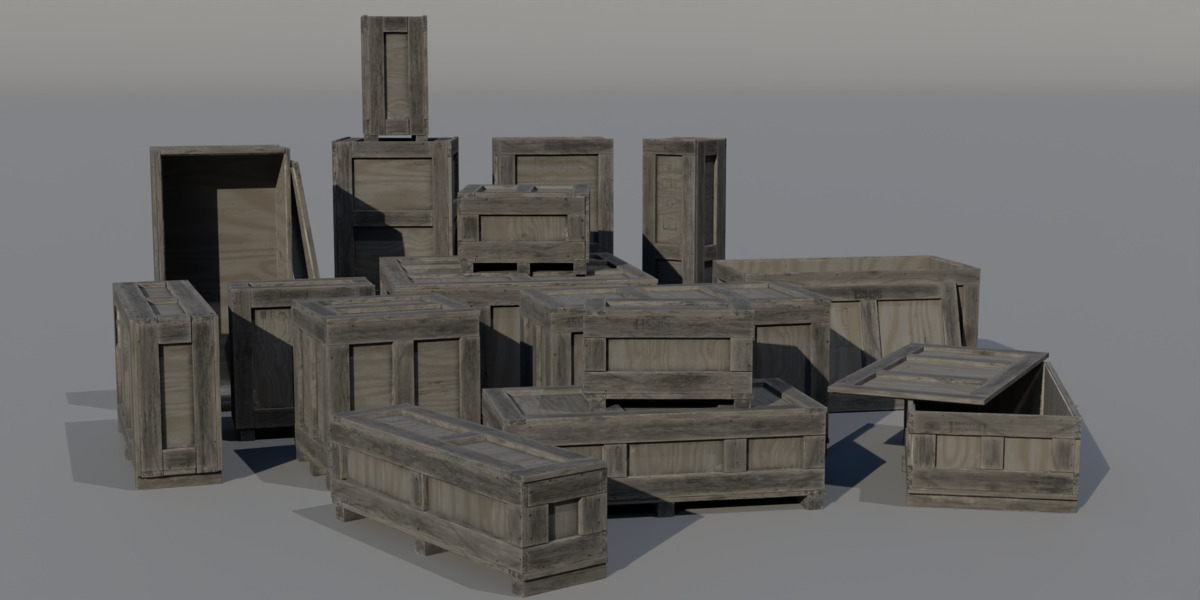 Old Cargo Crates Pack Low-poly 3D model_21