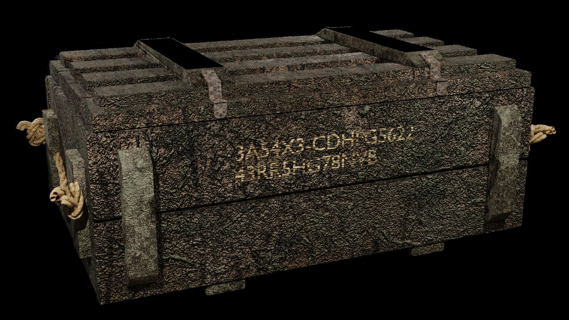 Wooden Ammo Crate Low-poly 3D model_1
