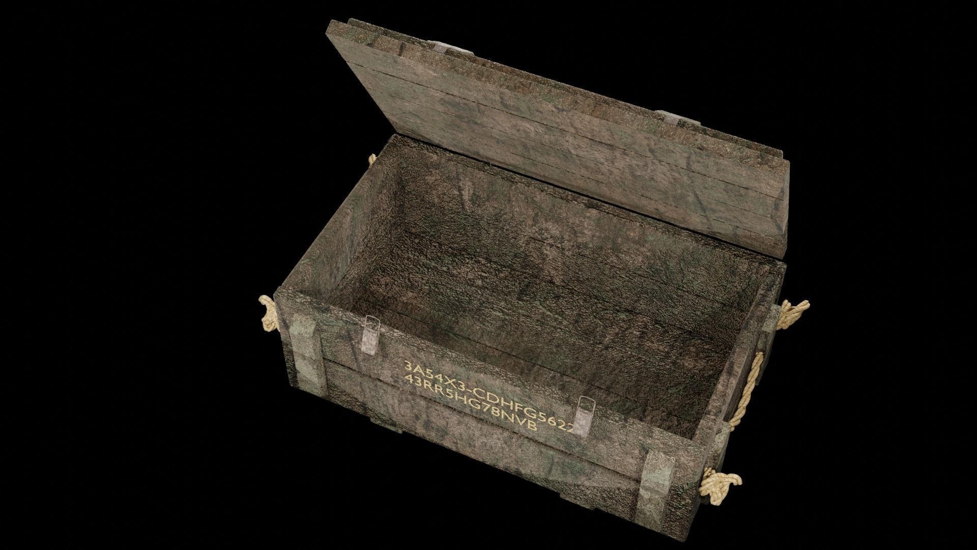 Wooden Ammo Crate Low-poly 3D model_3