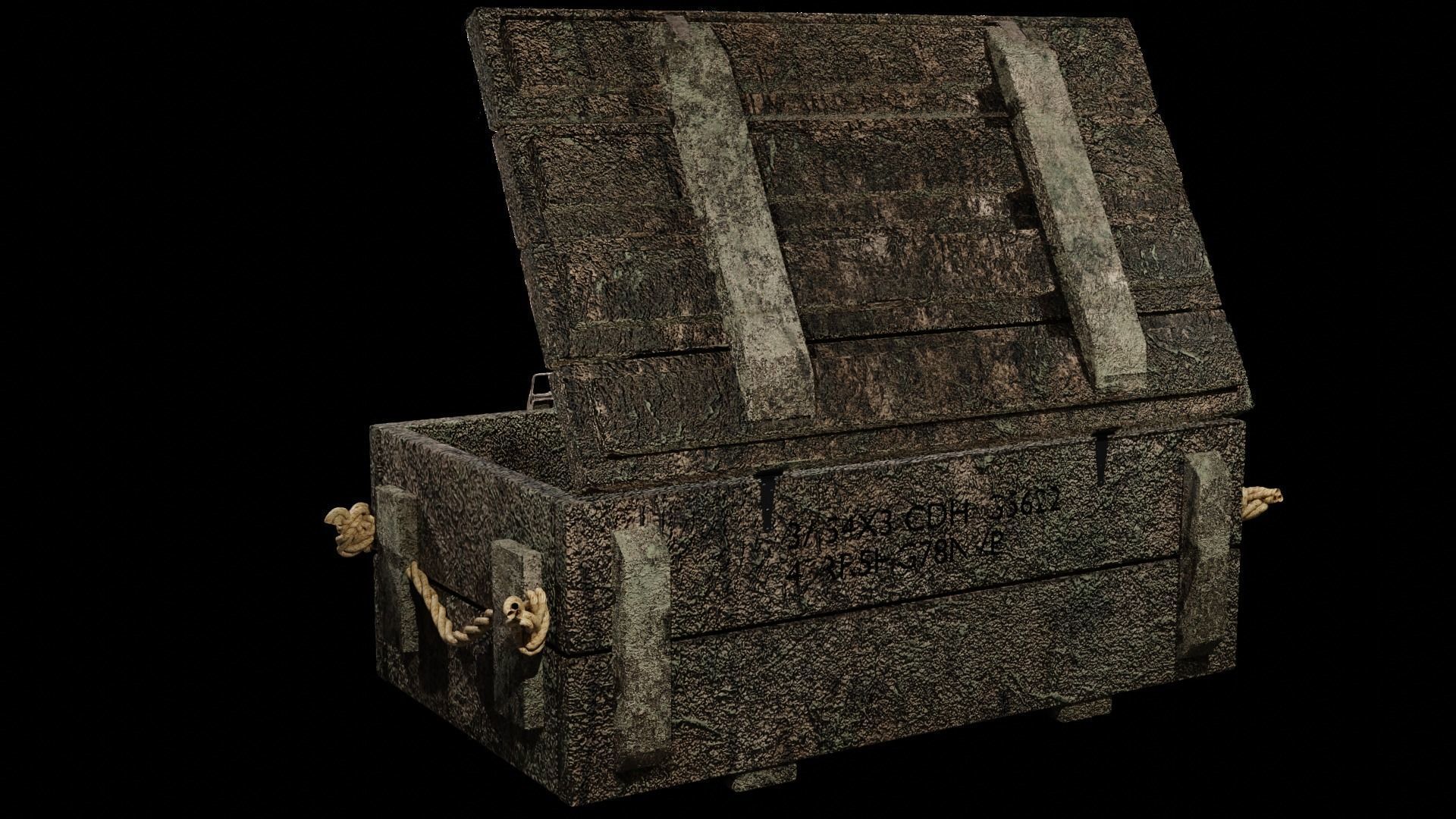 Wooden Ammo Crate Low-poly 3D model_5