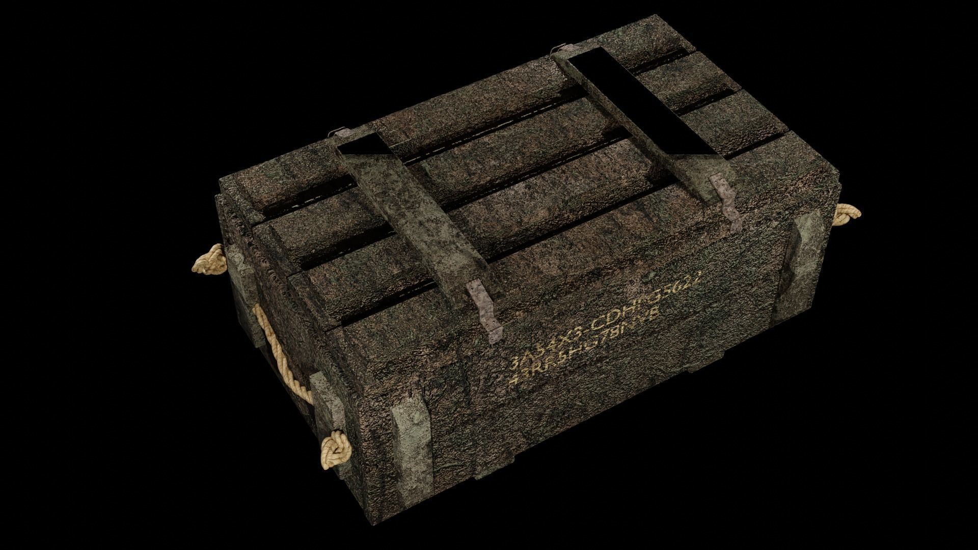 Wooden Ammo Crate Low-poly 3D model_2
