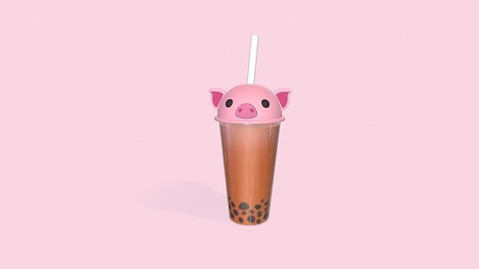Animal Bubble Tea Pack 01  Low-poly 3D model 2