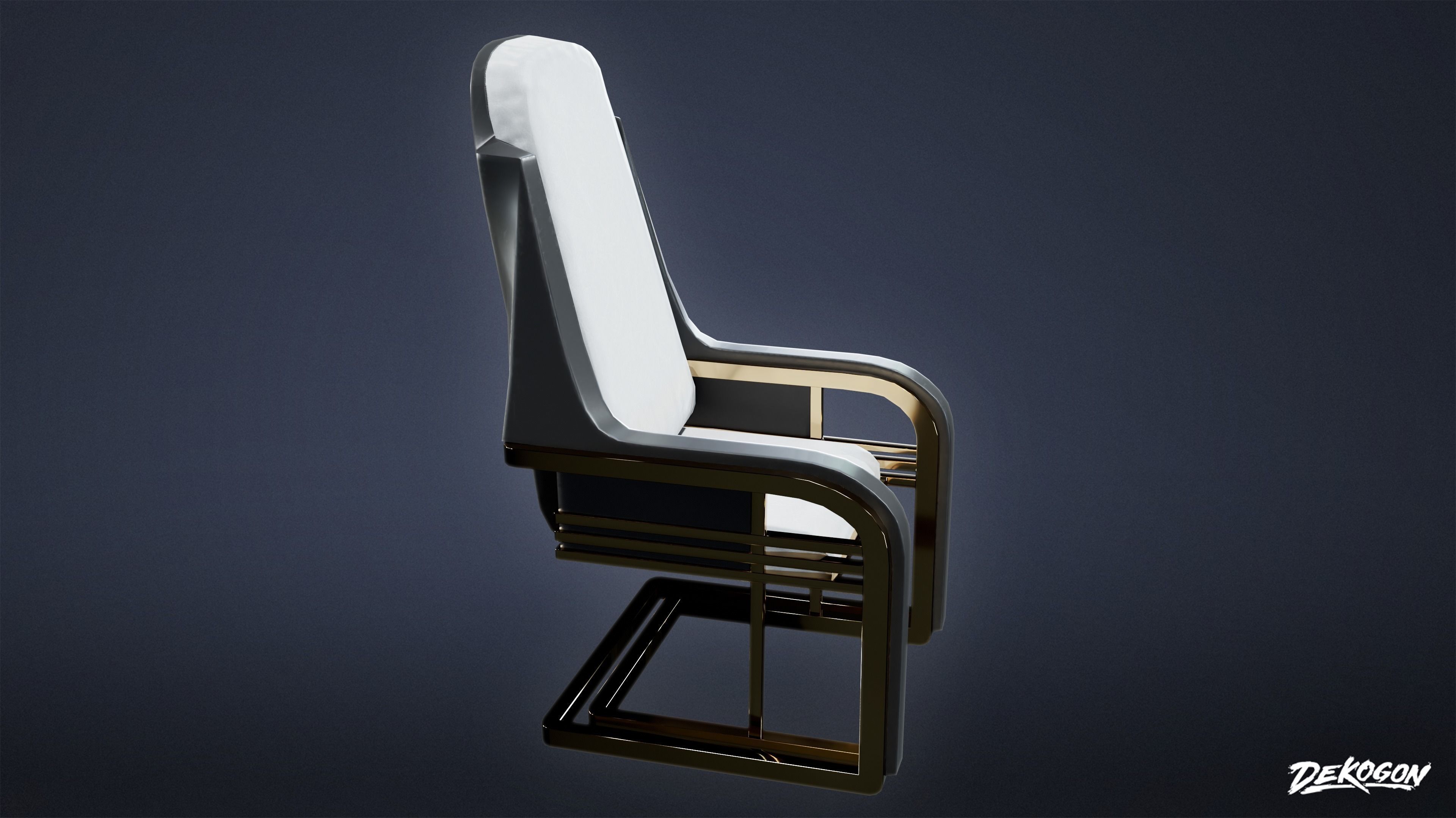 ART DECO - Chair 21 - LOW POLY Low-poly 3D model_3