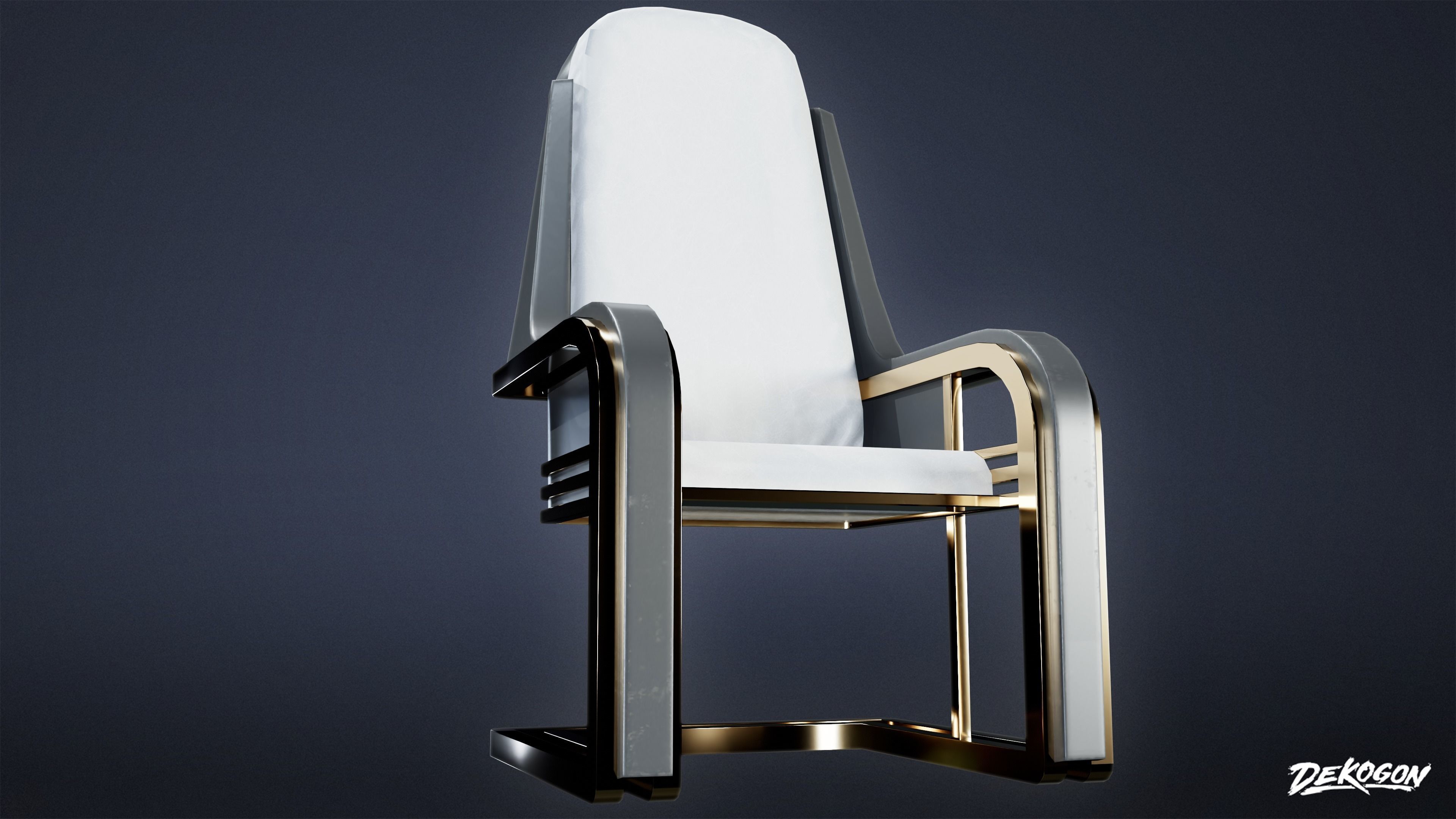 ART DECO - Chair 21 - LOW POLY Low-poly 3D model_6