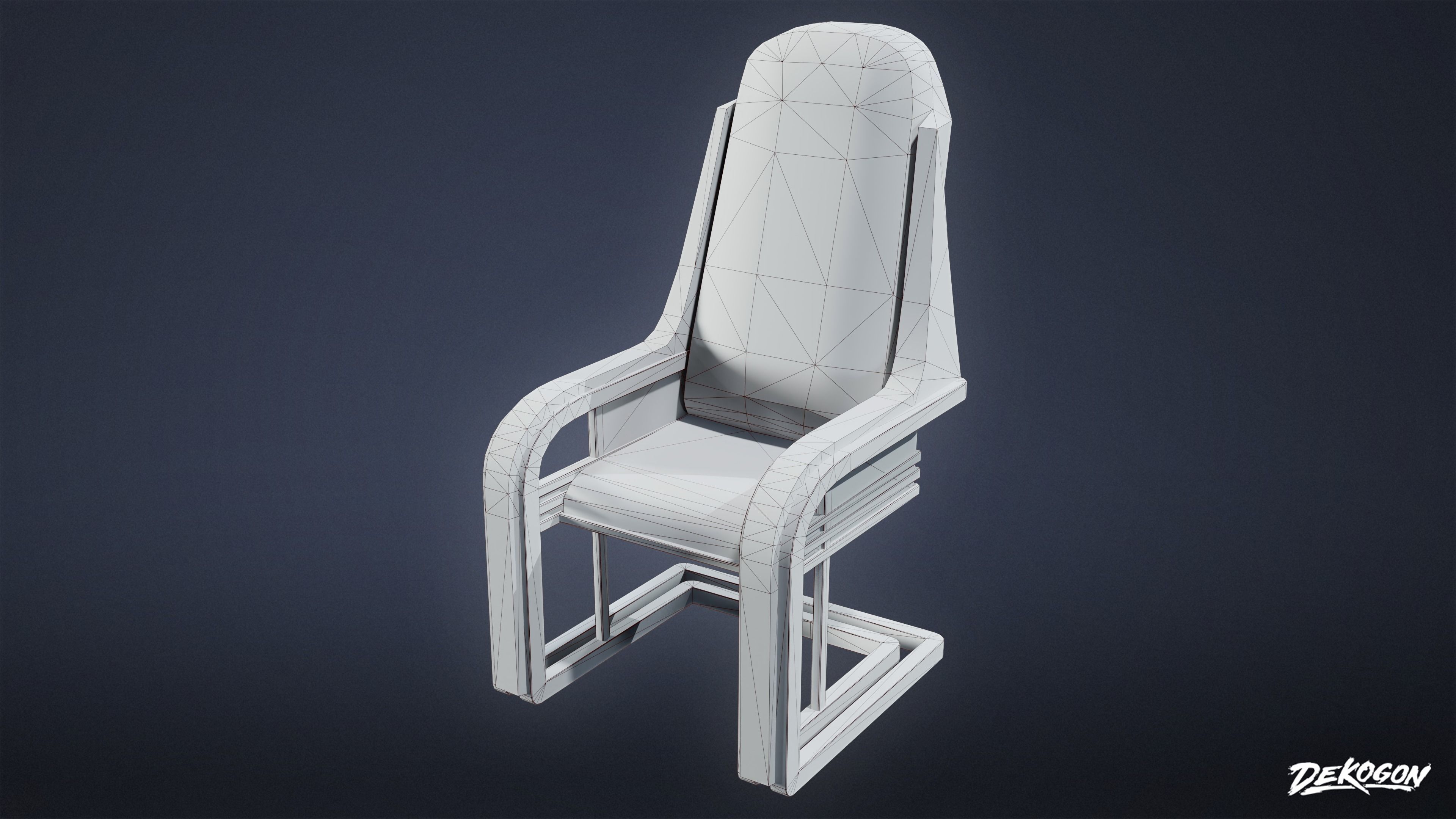 ART DECO - Chair 21 - LOW POLY Low-poly 3D model_1