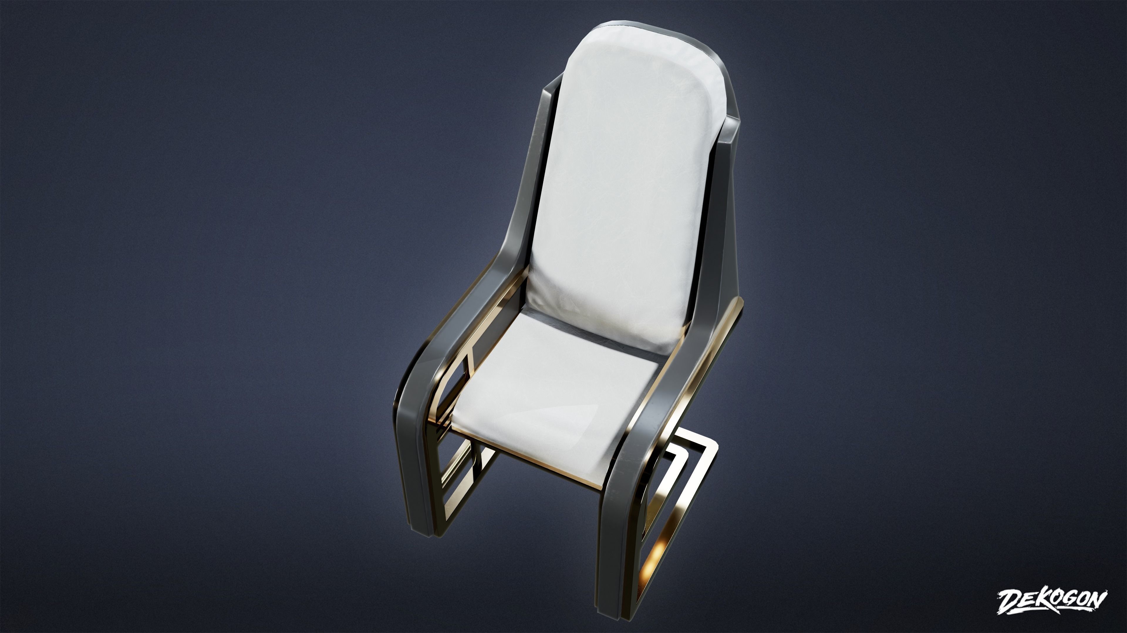 ART DECO - Chair 21 - LOW POLY Low-poly 3D model_5