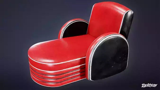 ART DECO - Long Chair 01 - LOW POLY