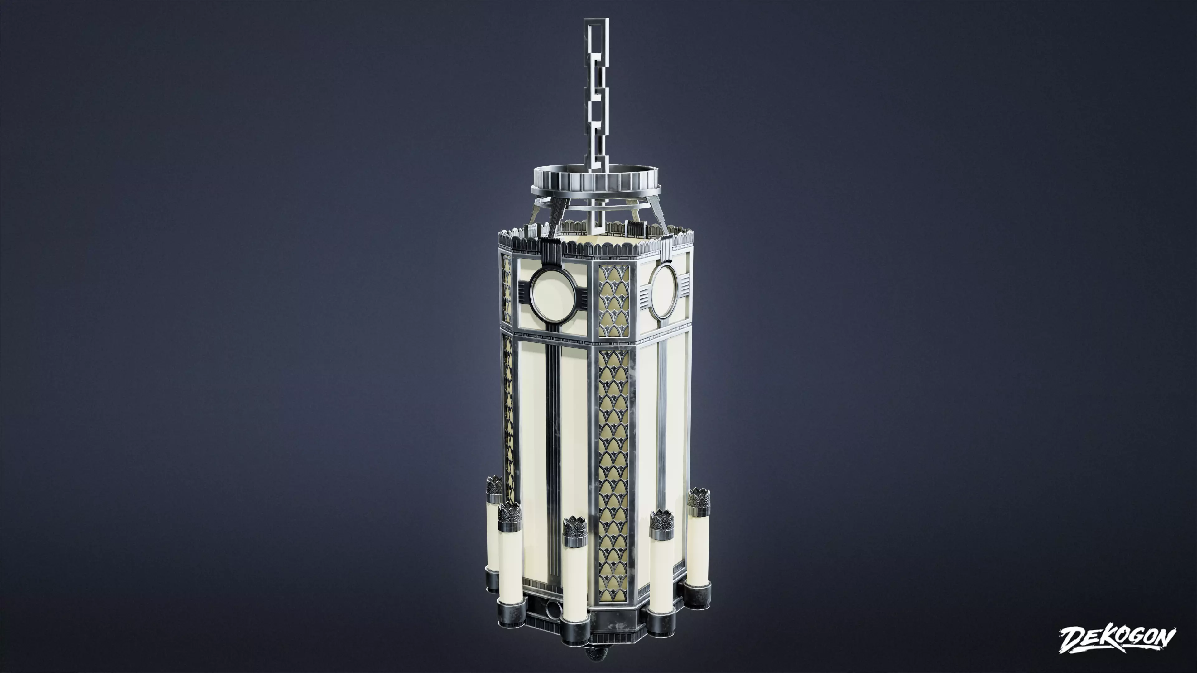 ART DECO - Chandelier 01 - LOW POLY Low-poly 3D model_0