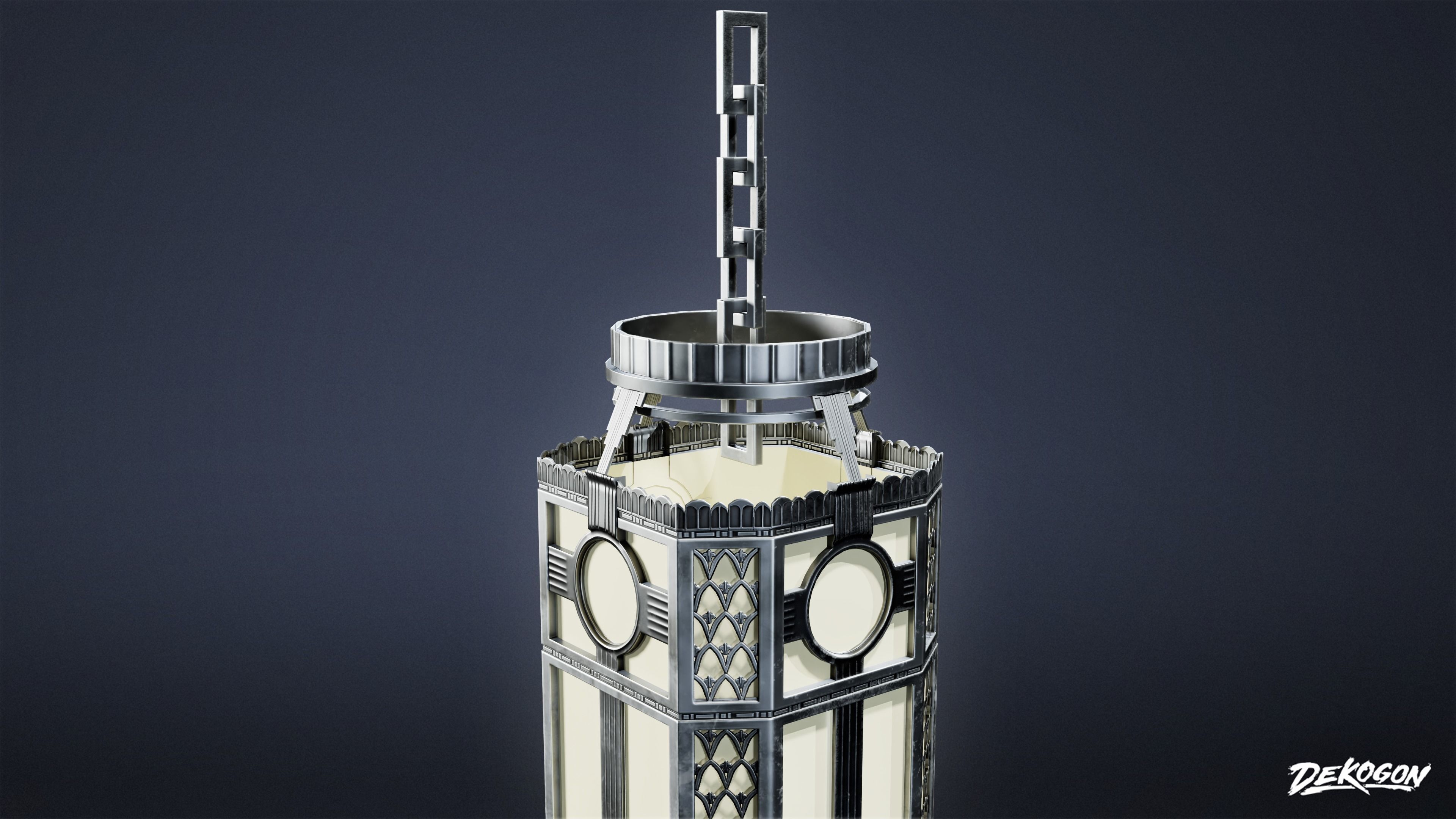 ART DECO - Chandelier 01 - LOW POLY Low-poly 3D model_6