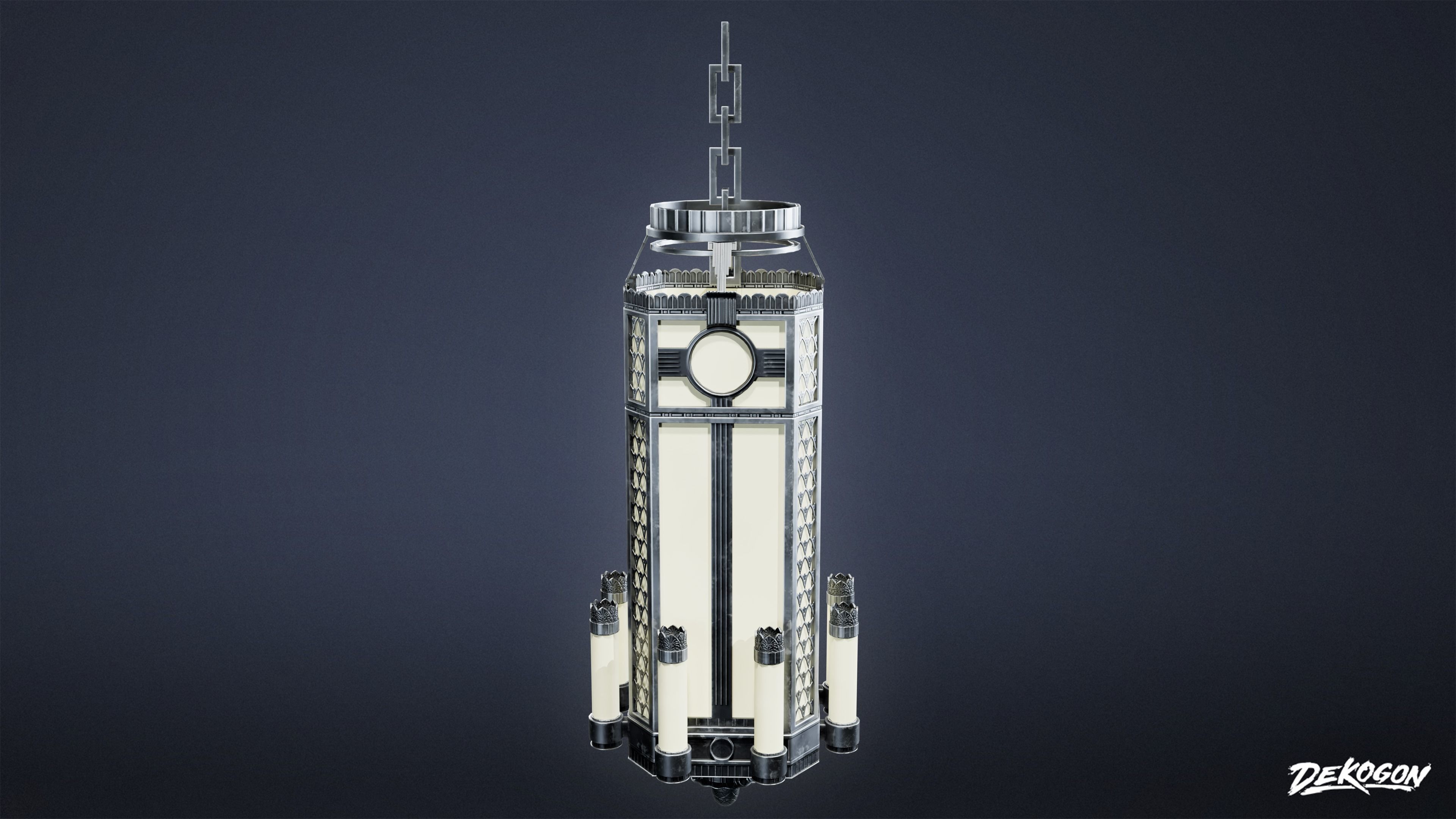 ART DECO - Chandelier 01 - LOW POLY Low-poly 3D model_2