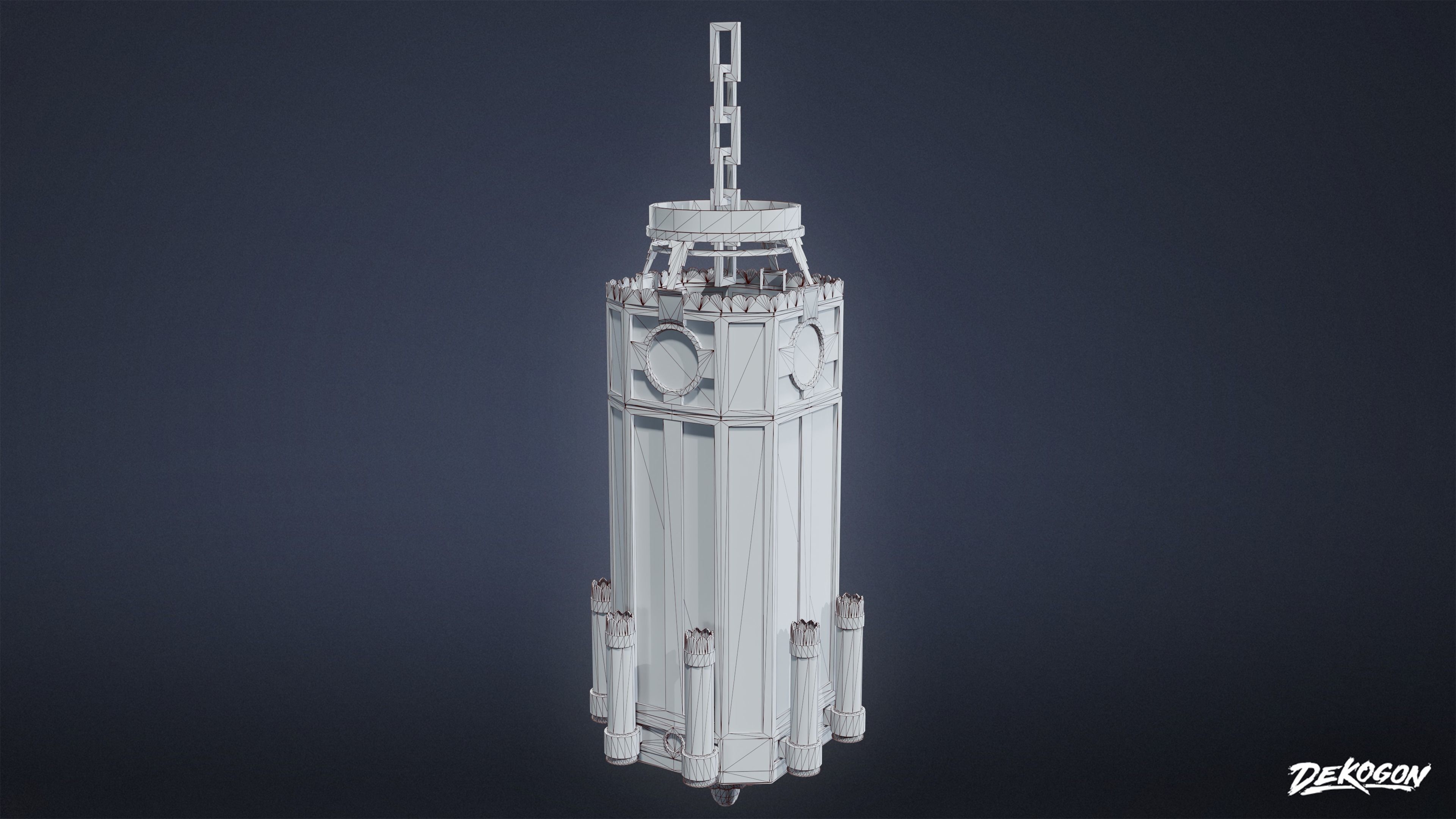 ART DECO - Chandelier 01 - LOW POLY Low-poly 3D model_1