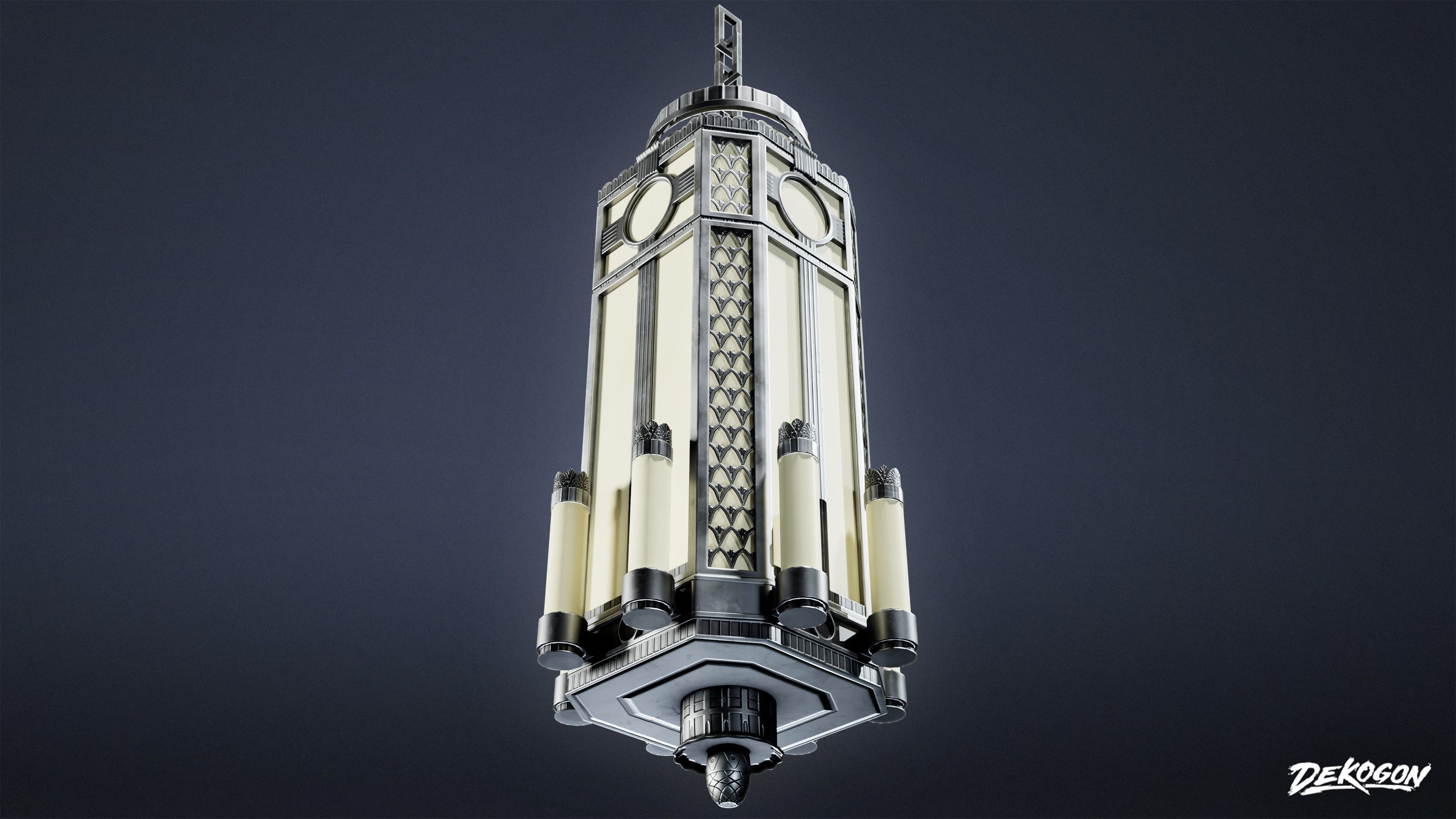ART DECO - Chandelier 01 - LOW POLY Low-poly 3D model_4