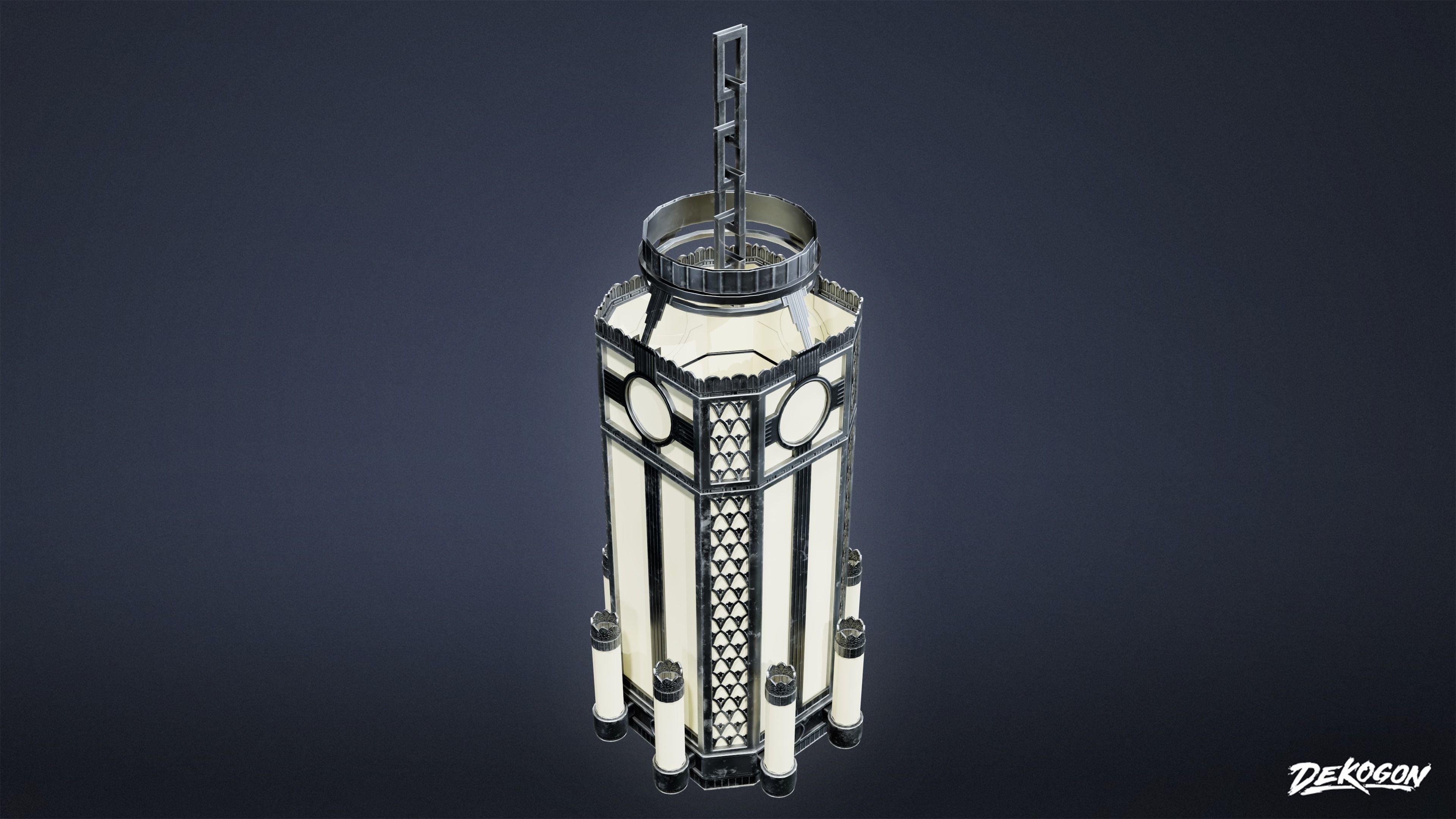 ART DECO - Chandelier 01 - LOW POLY Low-poly 3D model_3