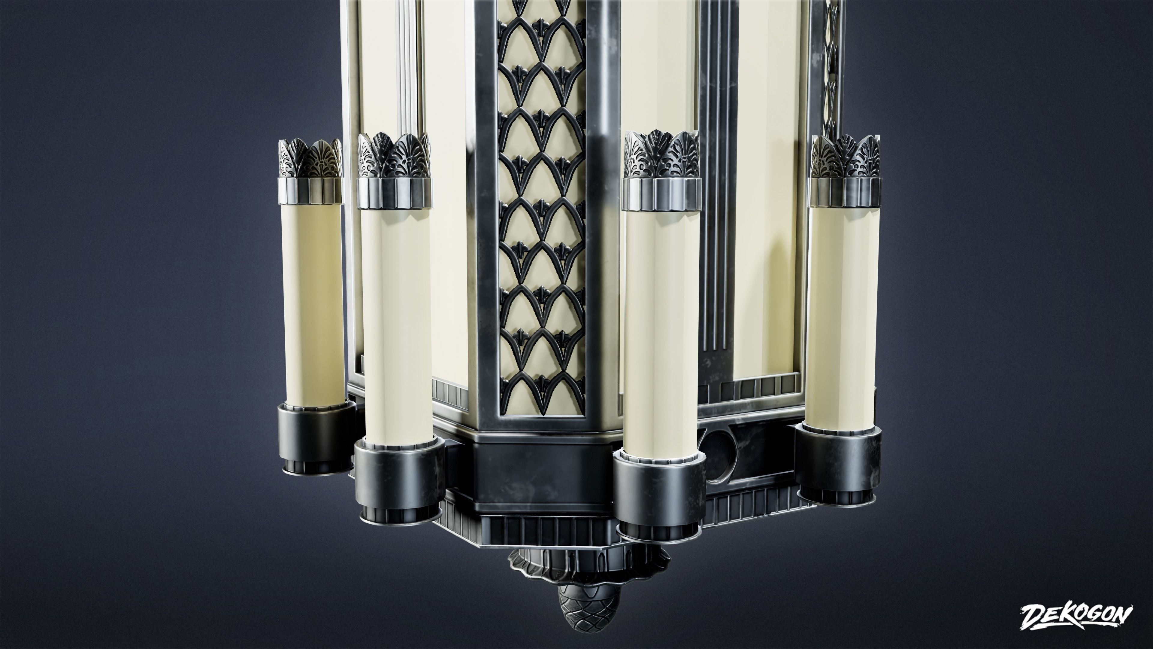 ART DECO - Chandelier 01 - LOW POLY Low-poly 3D model_5