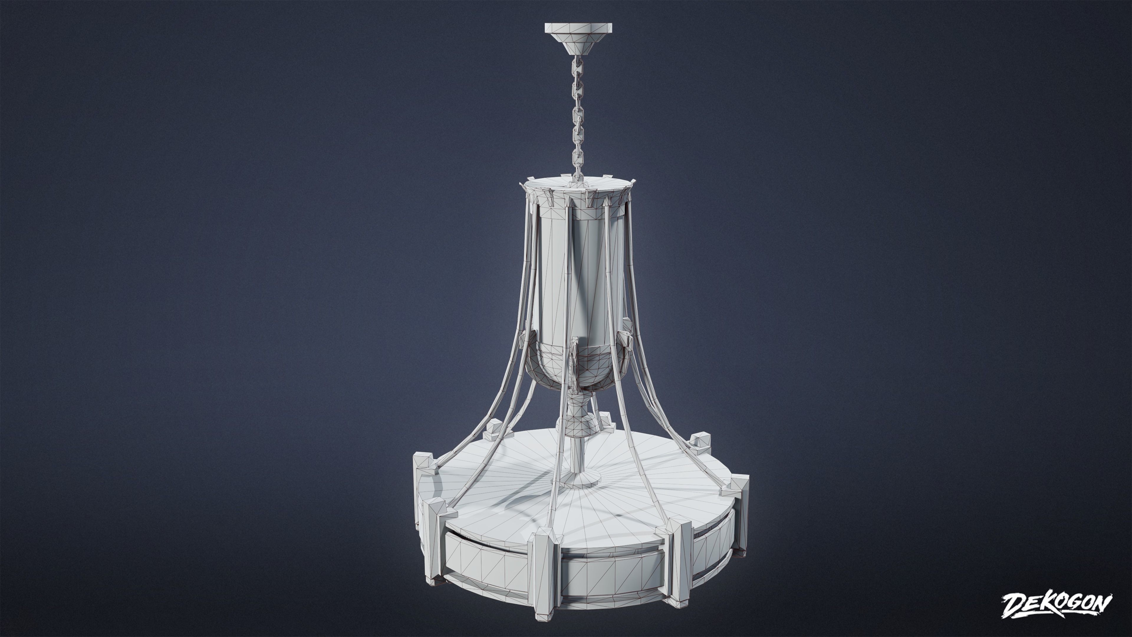 ART DECO - Chandelier 02 - LOW POLY Low-poly 3D model_1